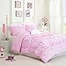 Mizone Lia Cozy Comforter Set - Polka Dots with Ruffle Design, All Season Down Alternative Cozy Bedding with Matching Shams, Decorative Pillow, Pink Twin/Twin XL Piece