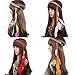70s Hippie Headbands for Women Feather Leaf Tassels Braided Hippie Headband hair accessories Princess Head Chain for Wedding Derby Party Costumes