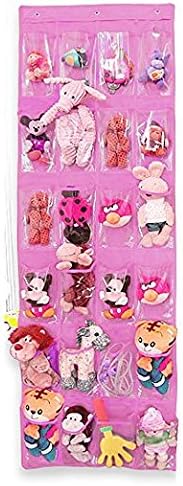Mofeng Toys Storage, 24 Pocket Hanging Wall Organizer, Over The Door Hanging Shoe Organizer Bag (Pink)