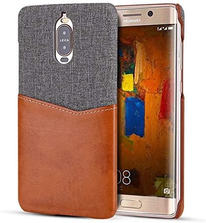 Yonanls Slim Fit Wallet Case for Huawei Mate 9 Pro Shell, Premum Leather + Canvas Fabric Comfortable Leather Case Cover ryjnfghmterba (Color : Brown+grey)