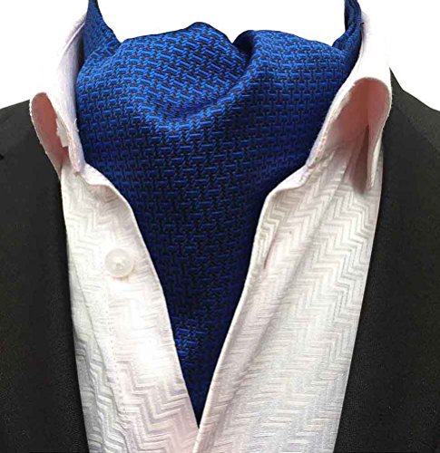 MOHSLEE Men's Light Blue Plaid Silk Suit Cravat Jacquard Woven Ascot Tie Necktie