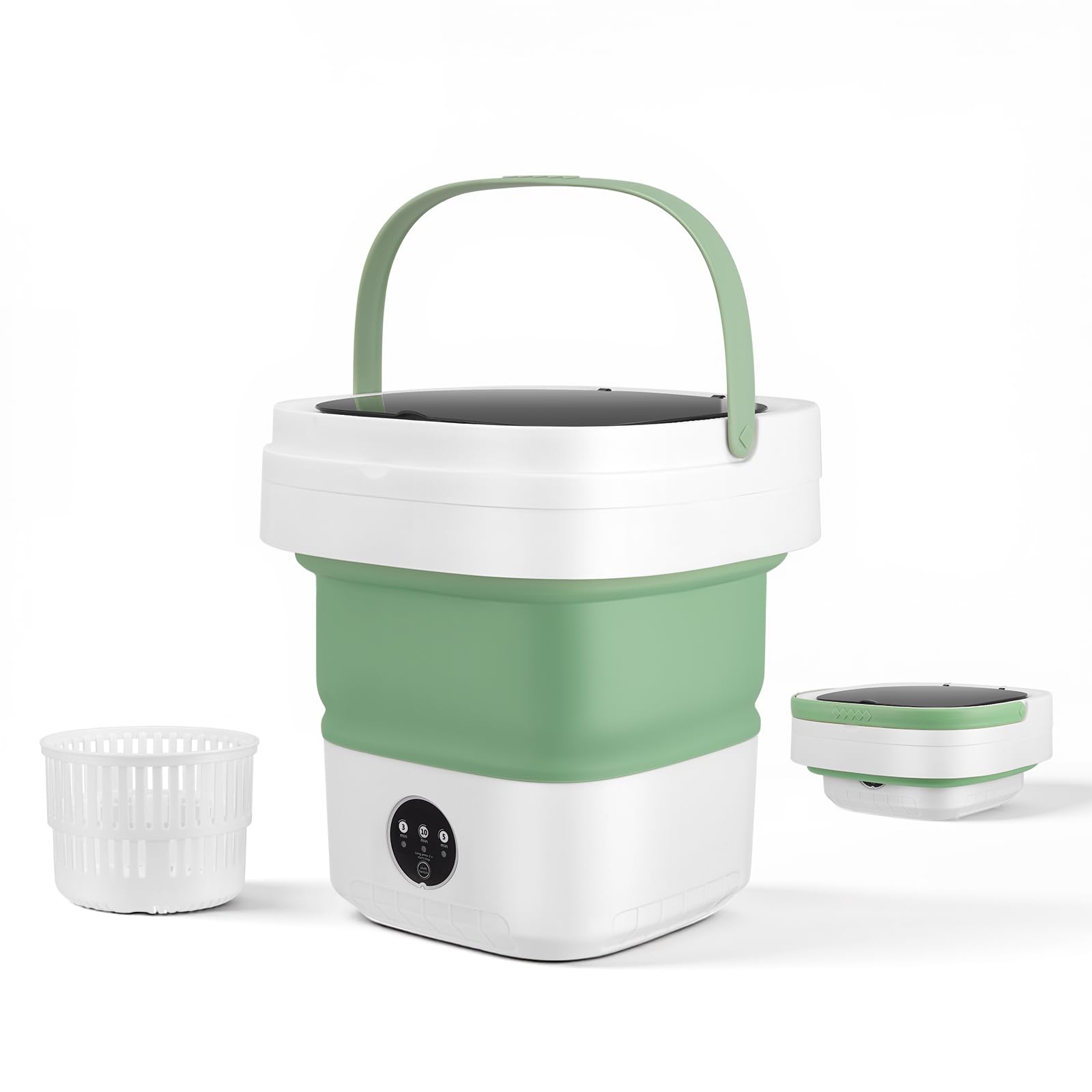 Photo 1 of 16L Portable Washing Machine, Mini Washer with Spin Dry Basket, Two Timed Laundry Modes for Small Loads, Compact Washer for Apartments, Dorm Rooms, RVs, Travel (Green)