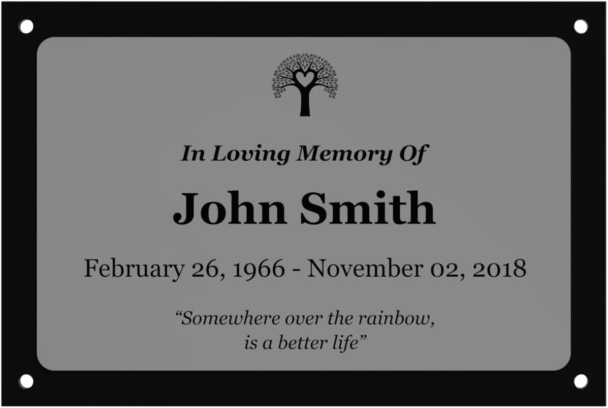 Plaques & Wall Art - Personalized Memorial Plaque - Customized Gifts Laser Engraved, Various Designs For Personalized Gifts, Add a Photo Option, Suitable for Indoors and Outdoors, Weatherproof, Gold/Silver/Copper/White