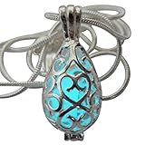 Wishing Teardrop Fairy Magical Fairy Glow in the Dark Necklace-aqua-sil