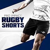 Pro Impact Rugby Shorts Training Professional Shorts with deep Pockets for Men & Women Black