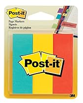 Post-it Page Markers, Assorted Colors , 1 in x 3 in, 3 Pads/Pack, 50 Sheets/Pad (5221)