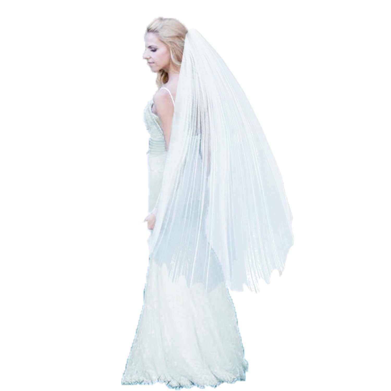 Photo 1 of ****SIMILAR ITEM****
Tahonuss Bride Wedding Veil Bridal Cathedral Veil with Hair Comb Fingertip Bridal Tulle Veil Headpiece Veil for Girls Women Hair Accessories Supplies (B-White)