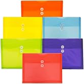 JAM PAPER Plastic Envelopes with Button &amp; String Tie Closure - Letter Booklet - 9 3/4 x 13 - Assorted Primary Colors - 6/Pack