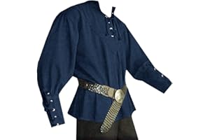 Karlywindow Mens Medieval Pirate Shirts Lace Up Scottish Mercenary Halloween Costume Shirt Tops