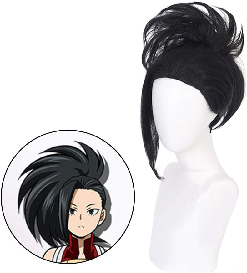 PORTOWN Anime Cosplay Wig for My Hero Academia Synthetic Hair Wigs with Wig Cap Halloween Costume Hero Wig(Momo Yaoyorozu)