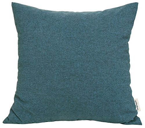 TangDepot Solid Wool-Like Throw Pillow Cover/Euro Sham/Cushion Sham, Super Luxury Soft Pillow Cases - Handmade - Many Colors & Sizes Avaliable - (16"x16", Peacock Blue) - Thumbnail 3