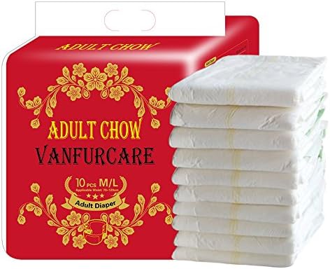 VANFURCARE Disposable Adjustable Type Adult Diaper Rolls Sale Diaper Heavy Duty Absorbency Diaper for Men and Women Pack Paper Diapers Pack10Pcs M/L 70-120cm