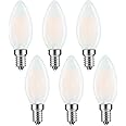 Lamsky E14 LED Bulb European Base 4W LED Chandelier Light Bulbs Dimmable 40W Equivalent,110V 2700K Warm White,Frosted Glass Decorative Bulb,6 Pack