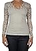 143Fashion Junior's Scalloped Floral Lace V Neck Long Sleeve Shirt Top