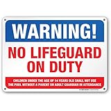 Warning No Lifeguard on Duty Sign - Swim at Your Own Risk - 10