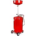XtremepowerUS 20 Gallon Portable Waste Oil Drain Tank Air Operated Drainage Adjustable Funnel Height with Wheel, Red