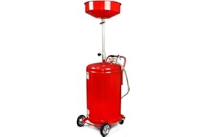 XtremepowerUS 20 Gallon Portable Waste Oil Drain Tank Air Operated Drainage Adjustable Funnel Height with Wheel, Red
