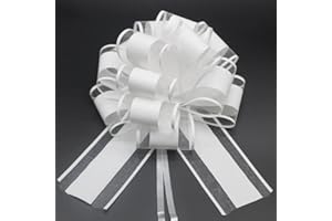 HSXJJ 12 PCS Large Pull Bows,White Gift Bow,6 inches,Party Birthday Holiday Gift Wrapping Bow Gift Box Basket Packaging Bows