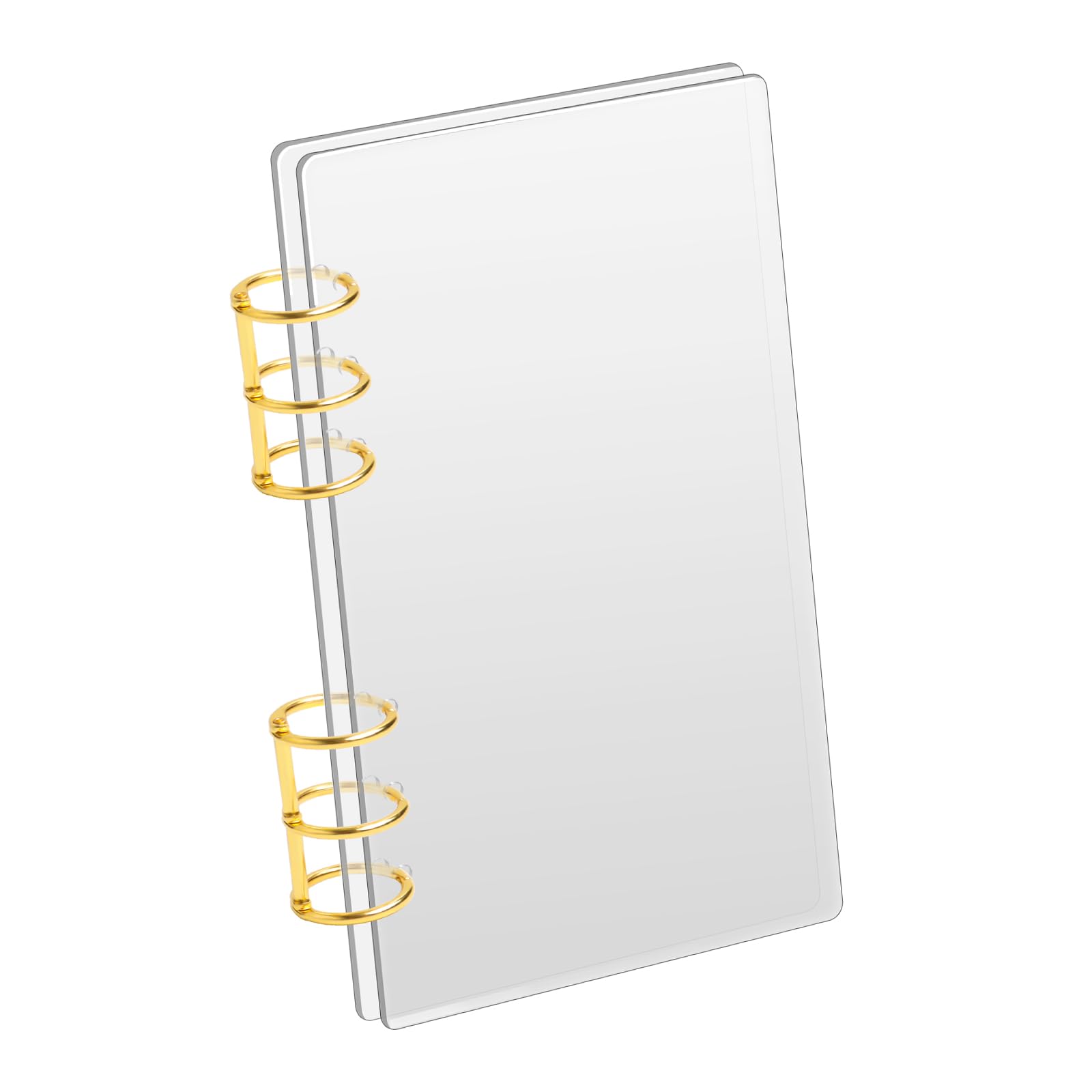 Photo 1 of SBYURE A6 Ring Binder Clear Acrylic Binder Notebook Cover,Transparent Frosted Acrylic A6 Cover Loose Leaf Folders Refillable with Gold Metal Round Ring for Collect,Organize,Summarize