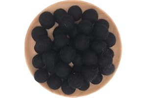 CARTSYOU 15mm 5/8inch Felt Wool Beads Balls Pom Pom Handmade DIY for Craft Garland Dream Catcher Baby Mobile Pompom Home Decor Christmas Nursery Party Birthday Wedding Props (Black 15mm 30pcs)