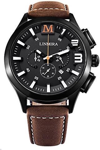 LINMIRA Big Dial Luminous Pointer Multi-Functional Water Resistant Quartz Sports Men Watch