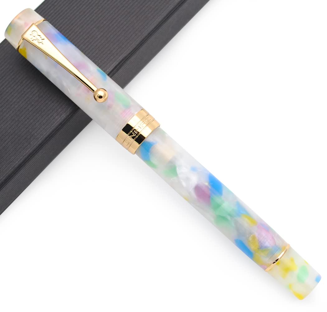 JINHAO Century Tofu 100 18KGP Golden Plated Resin Fountain Pen (Colourful, Medium Nib) — image 1