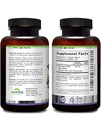Extracto de semilla de uva: Fuerza máxima, 0.014 oz, 180 cápsulas vegetales, suministro para 6 meses....