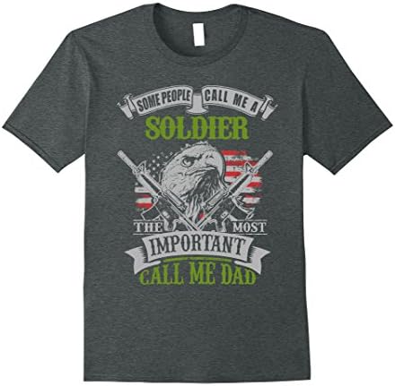 Mens Soldier Dad Gift for Father's Day Army T Shirt  Large Dark Heather