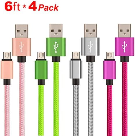 Gpixiu High speed USB 2.0 A Male to Micro B Sync and Durable Cable - 6 Feet (Pack of 4)