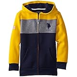 U.S. Polo Assn. Little Boys' Colorblock Fleece Hoodie, Egg Yoke, 5/6