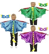 6 PCS Dragon-Wings-Costume for Kids Dress Up Pretend Play with Dino-Masks, Dragon Capes as Boys G...