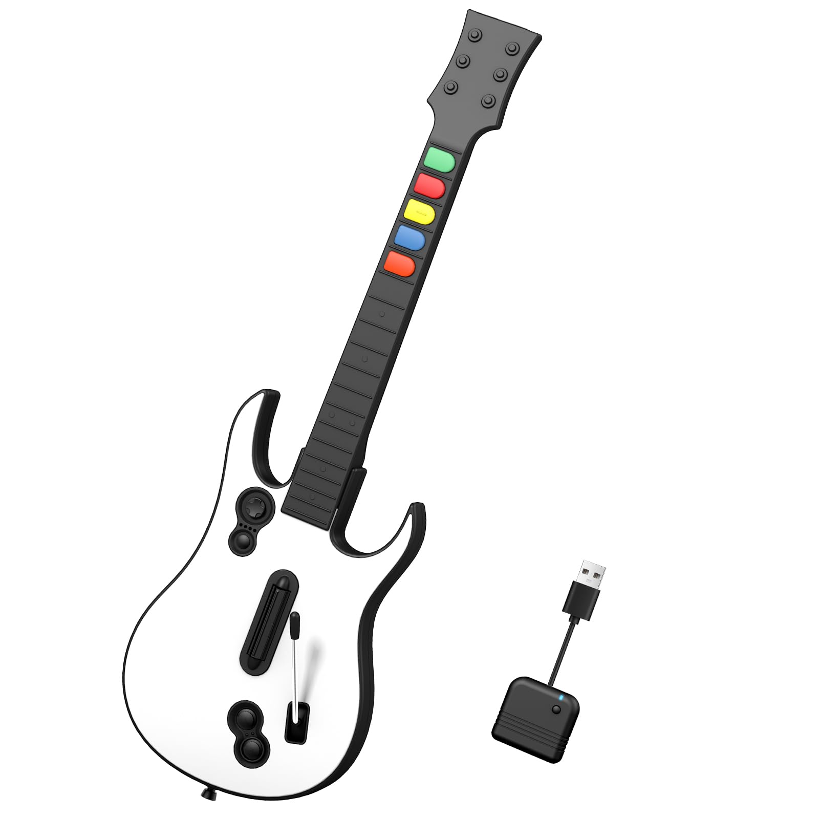 Photo 1 of NBCP Wireless Guitar Controller for Xbox Series X|S/Xbox One/PC – White Game Guitar for Rock Band 4 & Fortnite Festival with Strap, 2.4G USB Dongle