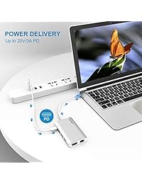 LETSCOM USB C Hub, 11 en 1 USB C adaptador con Ethernet, 4K HDMI, VGA, entrega de alimentación, 2 USB3.0 y USB2.0, lector de tarjetas micro SD TF, micrófono audio, portátil para el Mac Pro y otros portátiles tipo C