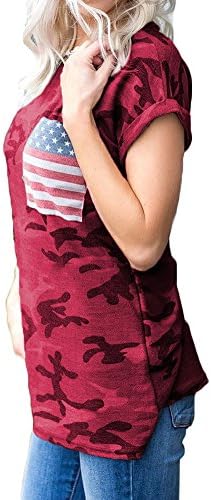 SIXHAVY Women's Tees and Tops Short Sleeve Camo T Shirts with Pockets