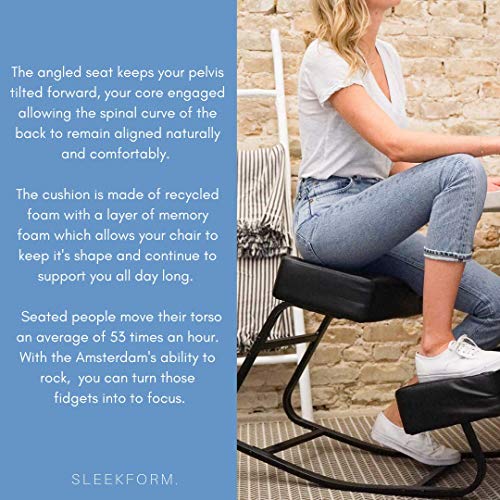 Sleekform Kneeling Chair Rocking | Ergonomic Kneel Chair & Orthopedic Balance Posture Stool for Bad Backs, Neck Pain, Spine & Shoulders Tension | Thick Knee Comfortable Cushions for Upright Sitting - Thumbnail 4