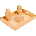 Montessori 3D Object Fitting Exercise with Tray Ball Egg with Cup and Cube with Box Montessori Infant Toys Materials for Toddlers Babies