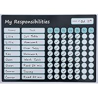 Magnetic Responsibility Chart Dry Erase Board 9.75" X 14" with Marker Pen/Eraser Tip. Chore Chart/Reward Chart