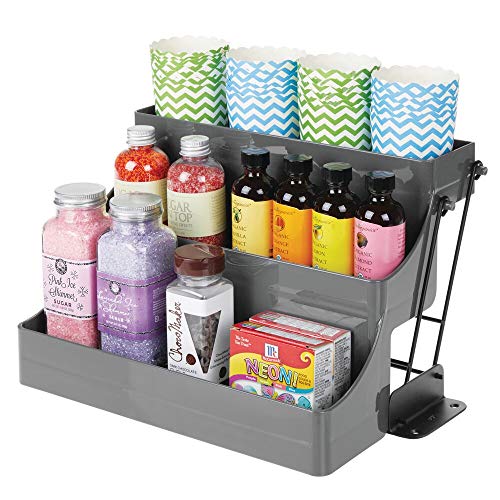 mDesign Plastic 3 Tier Pull Down Spice Rack Easy Reach Retractable