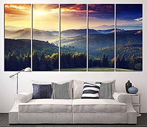 Proud Of Queen Mountain and Autumn Large Canvas Print Sunset on Mountain Large 5 Panel Canvas Print Blue Mountains Art