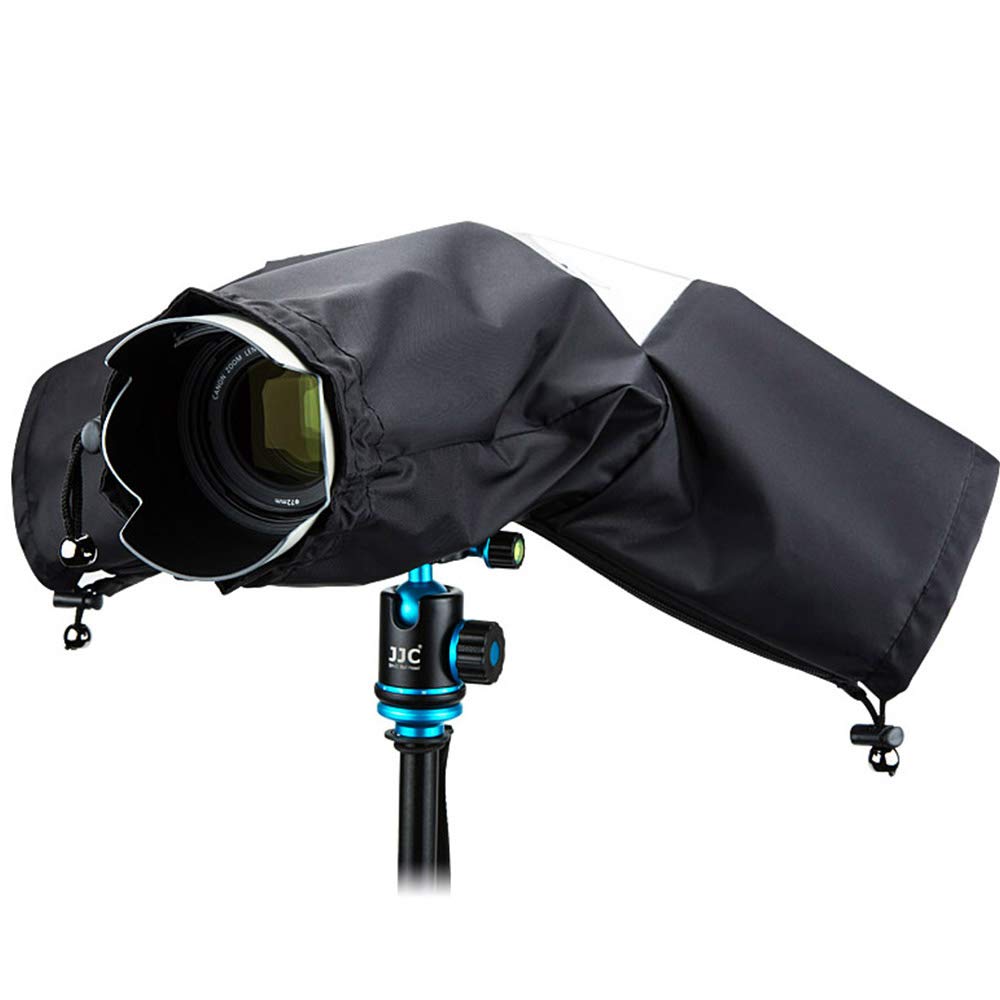 JJC Camera Rain Cover Waterproof for Almost All DSLR & SLR Camera, Camcorder Lens Rain Coat Sleeve Weather Cover Water Covers Protection - Black