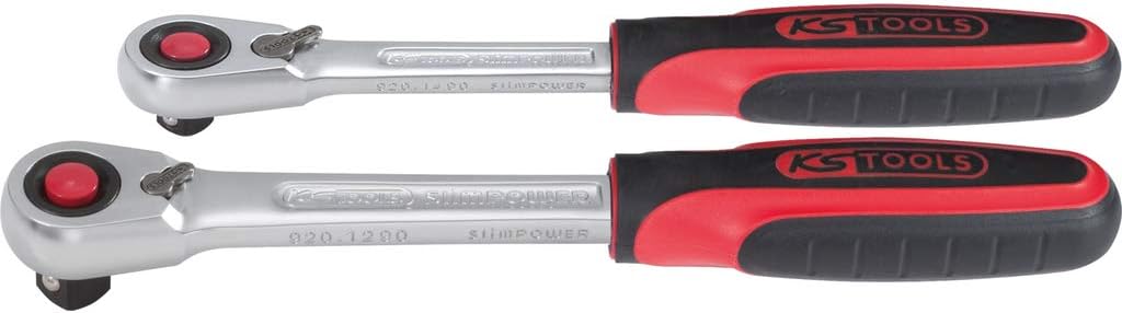 KS Tools 920.0002 72-Teeth Slimpower Ratchet Set (2 Pieces), Chrome