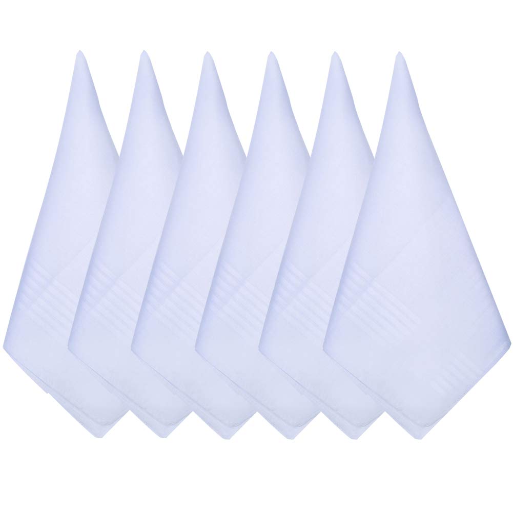 BHAHAI 6 Pack Cotton Handkerchiefs, Mens Soft Pure White Cotton