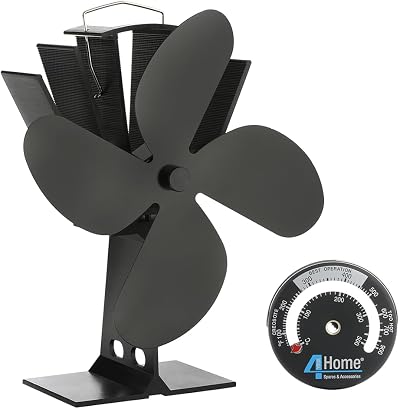 4YourHome Log Burner Stove Fan Wood Burning 4 Blades Heat Powered Silent