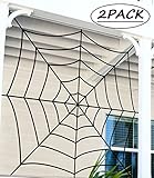 Fake Spider Web Halloween Decorations Outdoor - Black Yard Party Haunted House Decor 2PCS