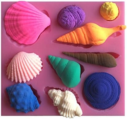 FLY 3D Seashell Conch Shape Silicone Cake Mold Fondant Candy Tools,Pink