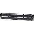 Intellinet 48-Port Cat-6 Network Patch Panel Rack-Mount – Installer Grade 3mm 50 Micro-inch Gold Plated Jack Contacts - Black, 560283