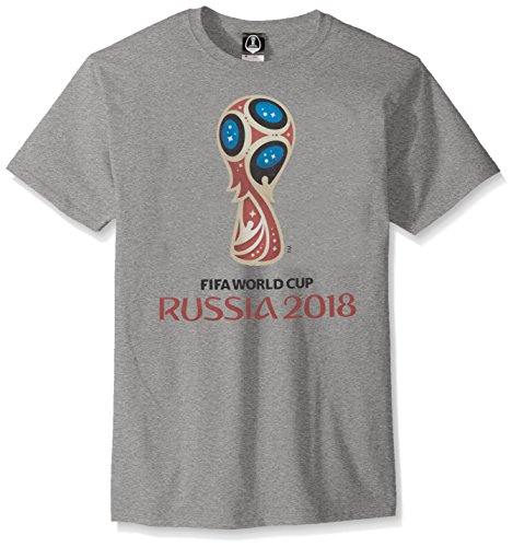 Fifa men s russia 2018 logo tees, grey//color trophy lo…