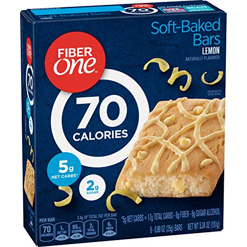 Fiber One 70 Calorie , Lemon Bar, 0.89 Ounce, 6 Count (Pack of 8)