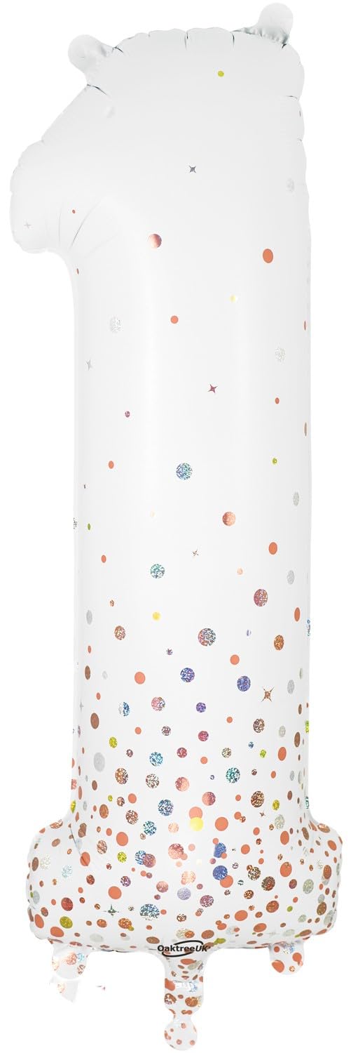 Oaktree 34" Number 1 Sparkling Fizz Holographic Rose Gold