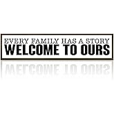 Family Wood Plaque Sign, Every Family Has a Story, Welcome to Ours Sign, Rustic Farmhouse Wall Decor Art, Entryway Decor, Wooden Box Signs Desk Décor, Housewarming Gift, 38 * 8.5 In